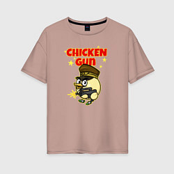 Футболка оверсайз женская Chicken Gun - игра, цвет: пыльно-розовый