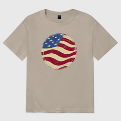 Футболка оверсайз женская Flag USA, цвет: миндальный