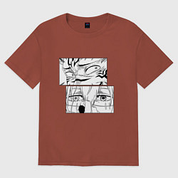Футболка оверсайз женская Сукун и Махито, цвет: кирпичный