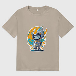 Футболка оверсайз женская Маленький инопланетянин, цвет: миндальный