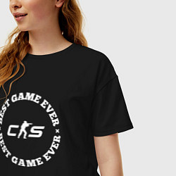 Футболка оверсайз женская Символ Counter-Strike 2 и круглая надпись best gam, цвет: черный — фото 2