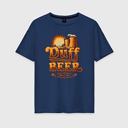 Футболка оверсайз женская Duff beer brewing, цвет: тёмно-синий