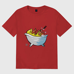 Футболка оверсайз женская Уточка в ванне, цвет: красный