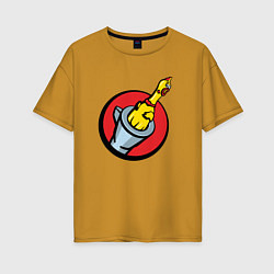Футболка оверсайз женская Chicken gun логотип, цвет: горчичный