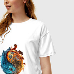 Футболка оверсайз женская Стихии огня и воды, цвет: белый — фото 2
