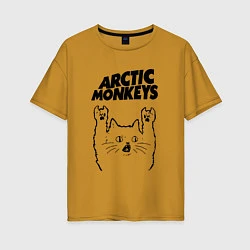 Футболка оверсайз женская Arctic Monkeys - rock cat, цвет: горчичный
