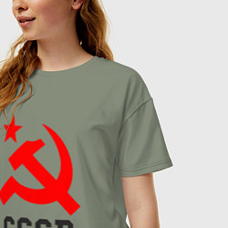 Футболка оверсайз женская СССР стиль, цвет: авокадо — фото 2