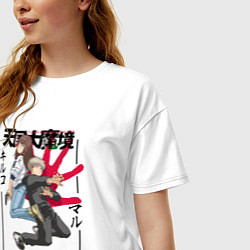 Футболка оверсайз женская Мару и Кируко - Аниме Великая небесная стена, цвет: белый — фото 2