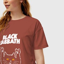 Футболка оверсайз женская Black Sabbath rock cat, цвет: кирпичный — фото 2