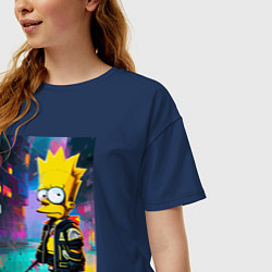 Футболка оверсайз женская Bart Simpson - urban fantasy, цвет: тёмно-синий — фото 2