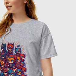 Футболка оверсайз женская Коты супергерои, цвет: меланж — фото 2