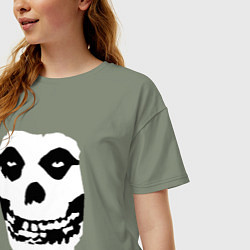 Футболка оверсайз женская Череп misfits, цвет: авокадо — фото 2