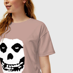 Футболка оверсайз женская Череп misfits, цвет: пыльно-розовый — фото 2
