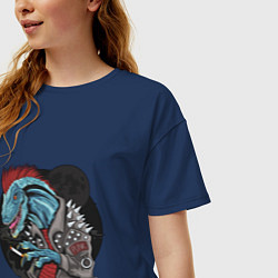 Футболка оверсайз женская Dino punk, цвет: тёмно-синий — фото 2