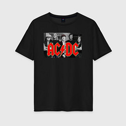 Футболка оверсайз женская AC DC metal, цвет: черный