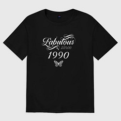Футболка оверсайз женская Fabulous since 1990, цвет: черный