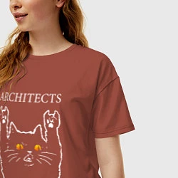 Футболка оверсайз женская Architects rock cat, цвет: кирпичный — фото 2