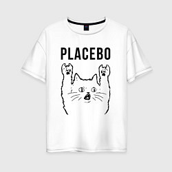 Футболка оверсайз женская Placebo - rock cat, цвет: белый