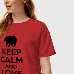 Футболка оверсайз женская Keep Calm & Love Bears, цвет: красный — фото 2