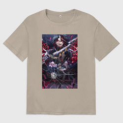 Футболка оверсайз женская Honkai Star Rail за стеклом, цвет: миндальный