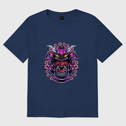 Футболка оверсайз женская Самурай - Они в шлеме, цвет: тёмно-синий