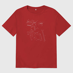 Футболка оверсайз женская Glock - взрыв схема, цвет: красный