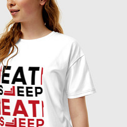 Футболка оверсайз женская Надпись: eat sleep S T A L K E R repeat, цвет: белый — фото 2