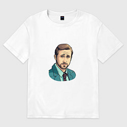 Футболка оверсайз женская Райан Гослинг арт, цвет: белый