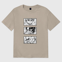 Футболка оверсайз женская Зеницу Танджиро и Иноске, цвет: миндальный