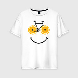 Футболка оверсайз женская Апельсиновое лето с велосипедом, цвет: белый