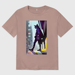 Женская футболка оверсайз Чёрный котяра на своём районе - Бронкс