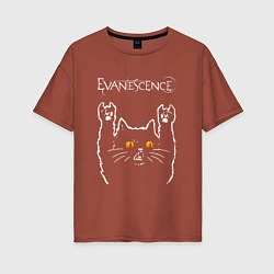 Футболка оверсайз женская Evanescence rock cat, цвет: кирпичный