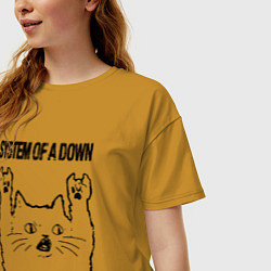 Футболка оверсайз женская System of a Down - rock cat, цвет: горчичный — фото 2