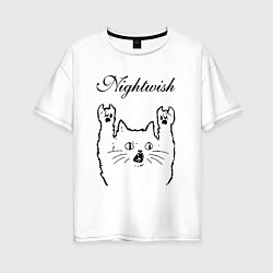 Футболка оверсайз женская Nightwish - rock cat, цвет: белый