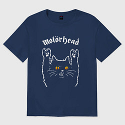 Футболка оверсайз женская Motorhead rock cat, цвет: тёмно-синий