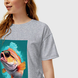 Футболка оверсайз женская Рыба в солнечных очках, цвет: меланж — фото 2