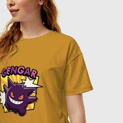 Футболка оверсайз женская Покемоны улыбка Gengar, цвет: горчичный — фото 2