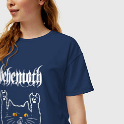 Футболка оверсайз женская Behemoth rock cat, цвет: тёмно-синий — фото 2