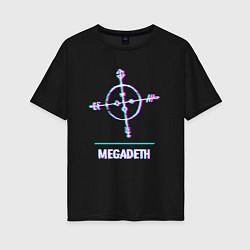 Футболка оверсайз женская Megadeth glitch rock, цвет: черный