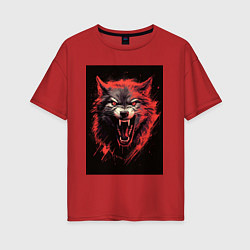 Футболка оверсайз женская Red wolf, цвет: красный