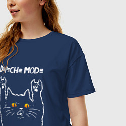 Футболка оверсайз женская Depeche Mode rock cat, цвет: тёмно-синий — фото 2