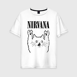 Футболка оверсайз женская Nirvana - rock cat, цвет: белый