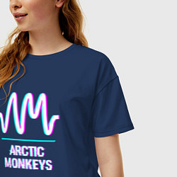 Футболка оверсайз женская Arctic Monkeys glitch rock, цвет: тёмно-синий — фото 2