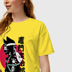 Футболка оверсайз женская Samurai cat women, цвет: желтый — фото 2