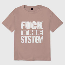 Футболка оверсайз женская SoD - f**k the system, цвет: пыльно-розовый