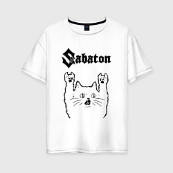 Футболка оверсайз женская Sabaton - rock cat, цвет: белый