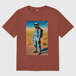 Женская футболка оверсайз Космонавт на планете синеглазых капибар