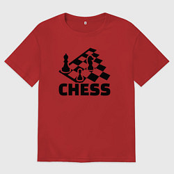 Футболка оверсайз женская Chess game, цвет: красный