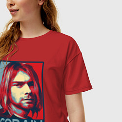 Футболка оверсайз женская Nirvana - Kurt Cobain, цвет: красный — фото 2