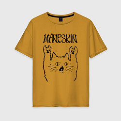 Футболка оверсайз женская Maneskin - rock cat, цвет: горчичный